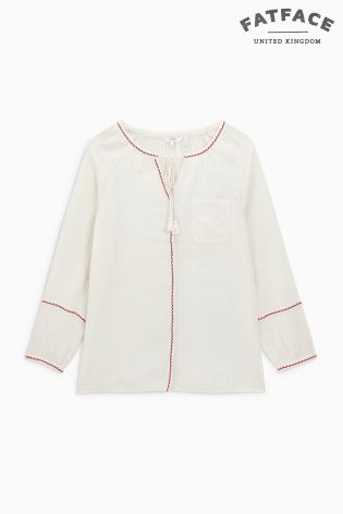 Fat Face Cream Carly Embroidered Blouse